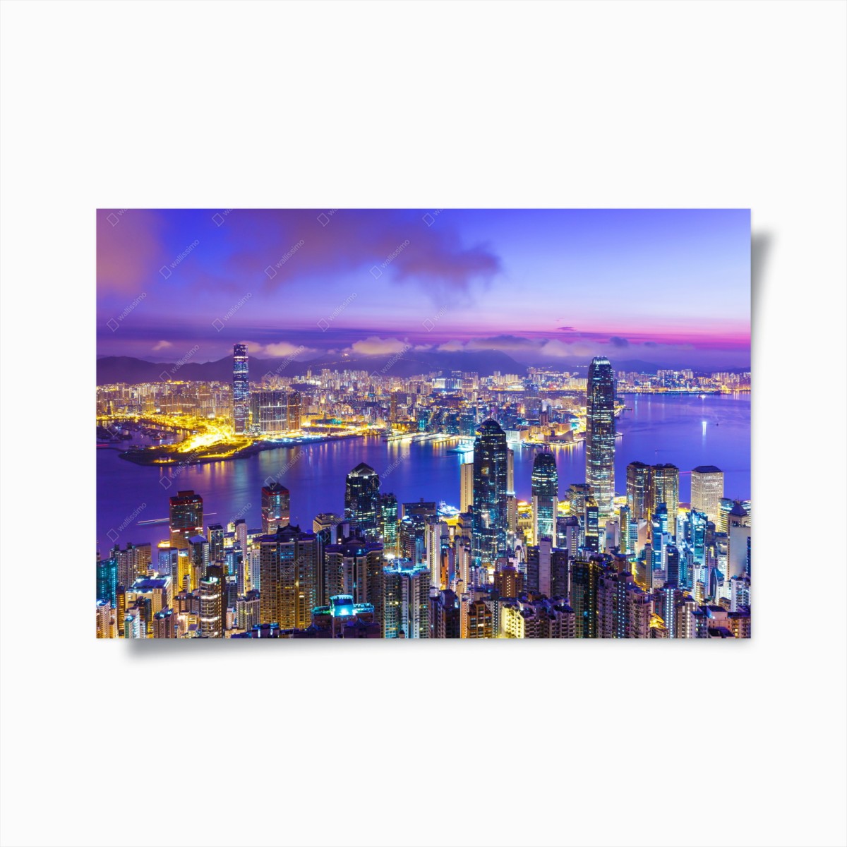 Poster alba su Hong Kong: panorama urbano luminoso • Wallissimo®