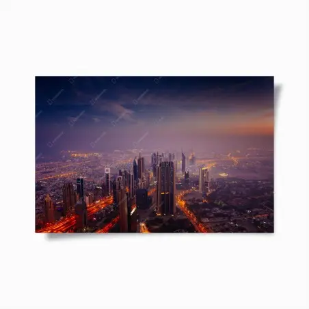 Poster orizzonte urbano al crepuscolo a Dubai • Wallissimo®