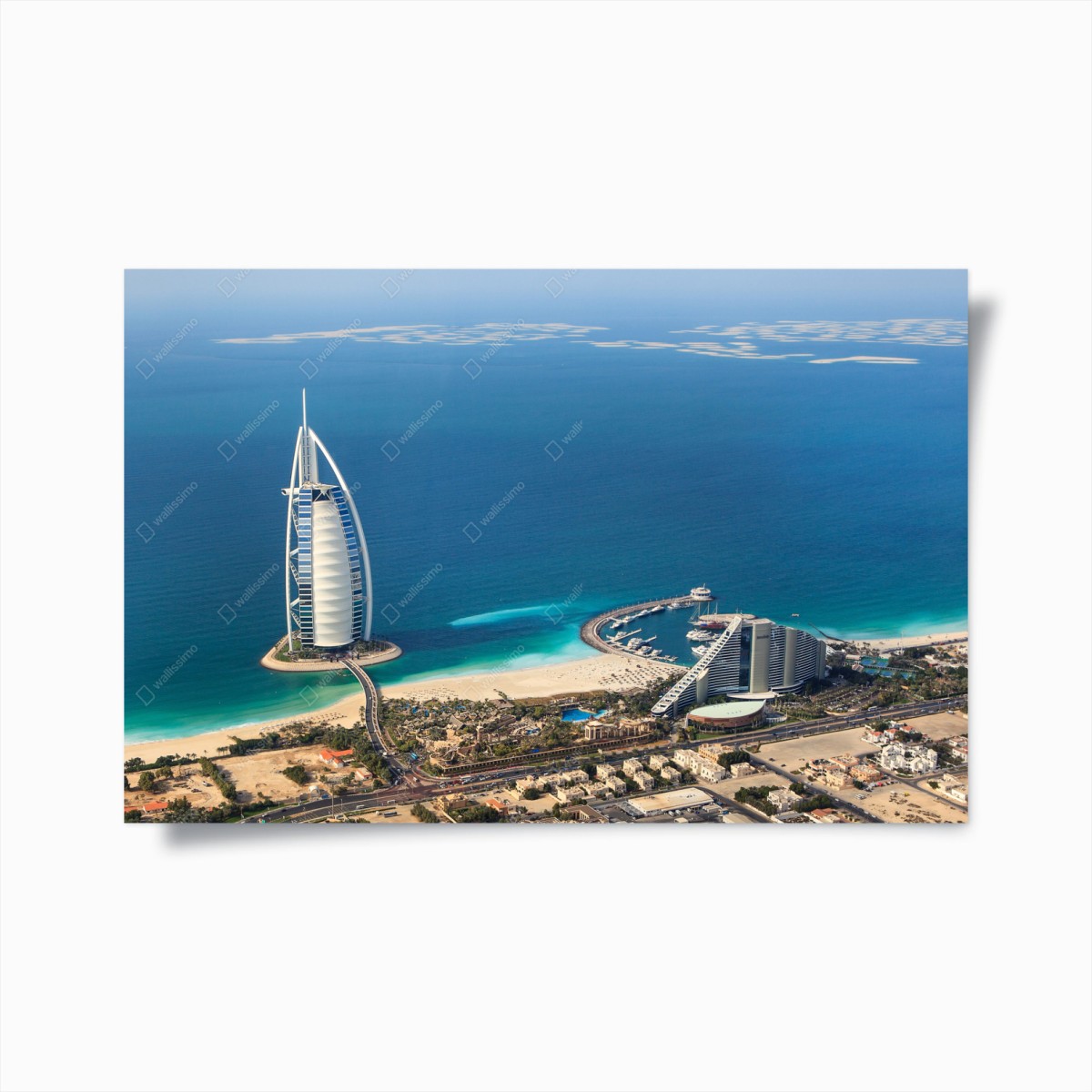 Poster panorama aereo di Dubai: costa e architettura iconica • Wallissimo® Poster panorama aereo di Dubai: costa e architettura iconica • Wallissimo®