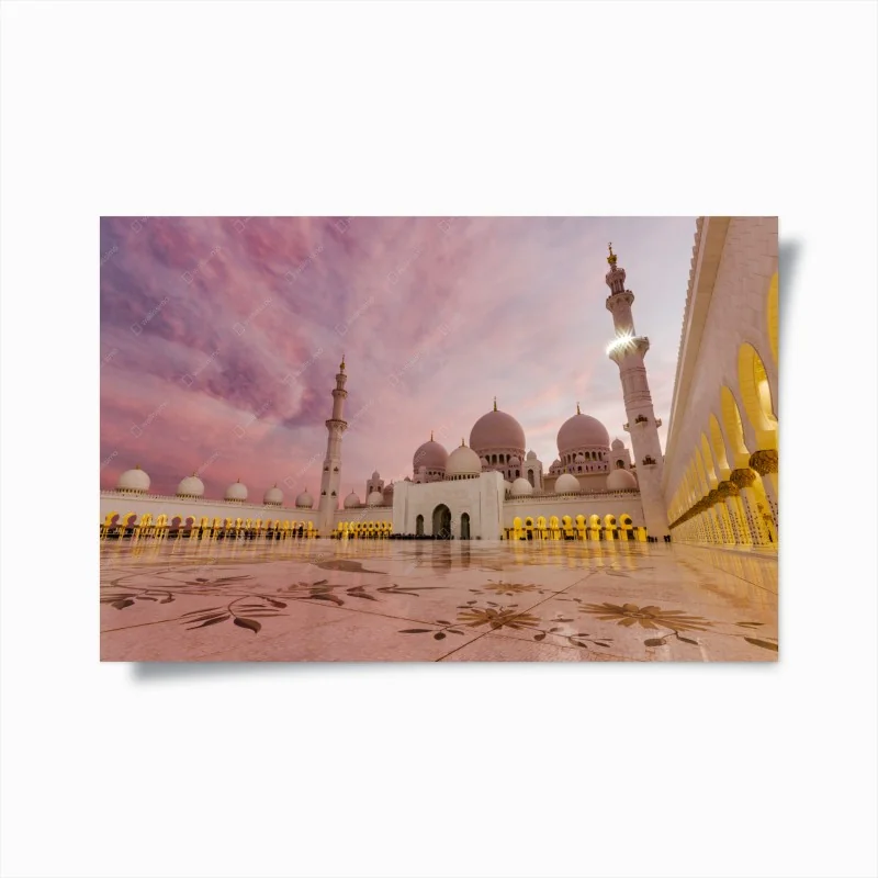 Poster moschea di Abu Dhabi al crepuscolo