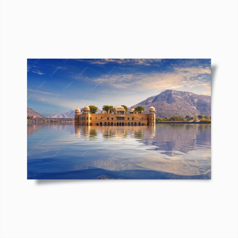 Poster vista serena del Jal Mahal sul lago