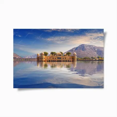 Poster vista serena del Jal Mahal sul lago • Wallissimo®