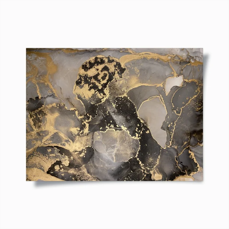 Poster venature dorate su marmo nero