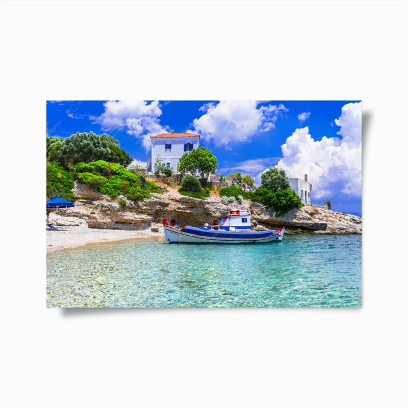 Poster paesaggio marino di Samos, baia di Limnionas