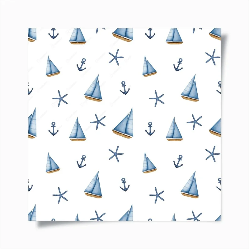 Poster motivo nautico acquerellato con barche a vela