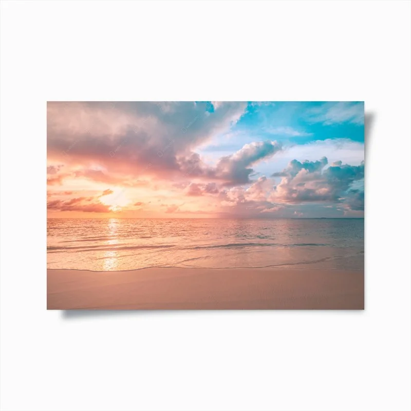 Poster tramonto pastello sulla spiaggia