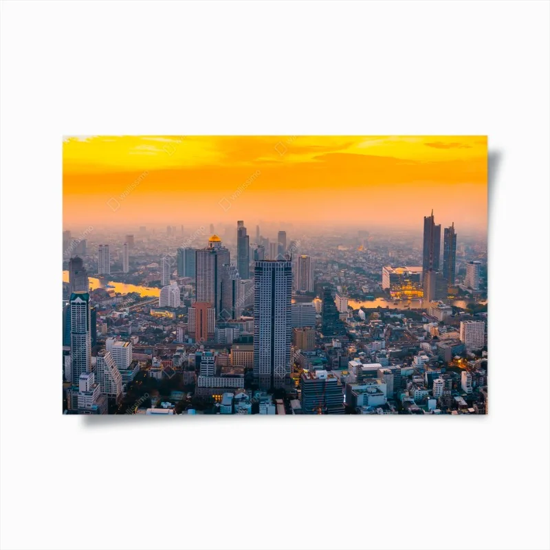 Poster tramonto dorato sulla metropoli • Wallissimo®
