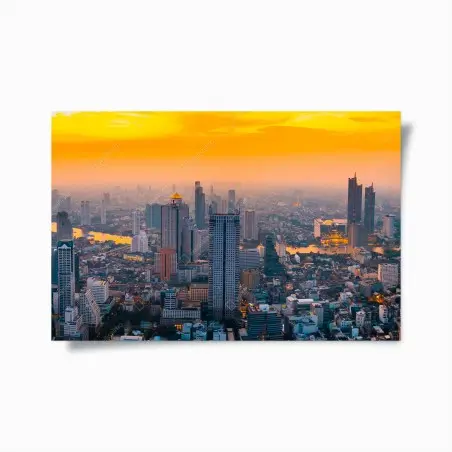 Poster tramonto dorato sulla metropoli • Wallissimo®