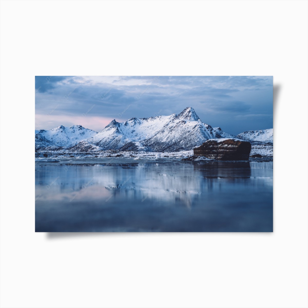 Poster panorama montano invernale con riflessi • Wallissimo®