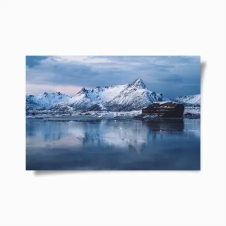 Poster panorama montano invernale con riflessi • Wallissimo®