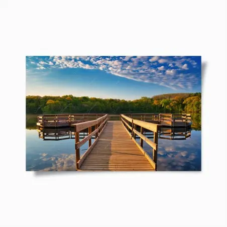 Poster pontile sul lago al tramonto • Wallissimo®