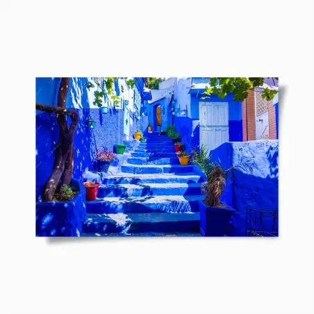 Poster scalinata blu di Chefchaouen • Wallissimo®