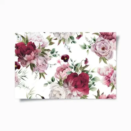 Poster motivo di peonie acquerellate su sfondo chiaro • Wallissimo®
