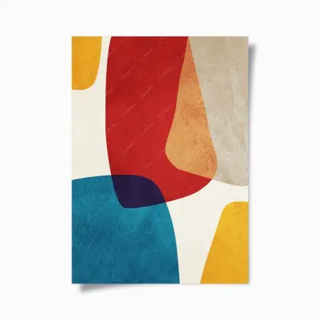 Poster composizione astratta di forme organiche e colori vibranti • Wallissimo®