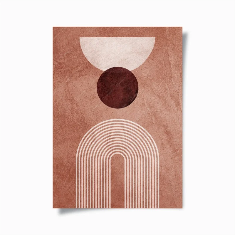 Poster equilibrio geometrico terracotta