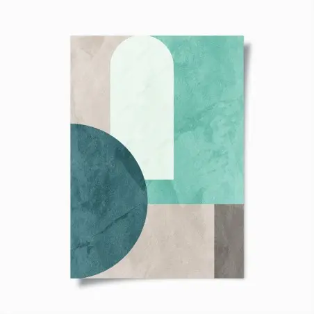 Poster composizione geometrica in toni acqua e crema • Wallissimo®