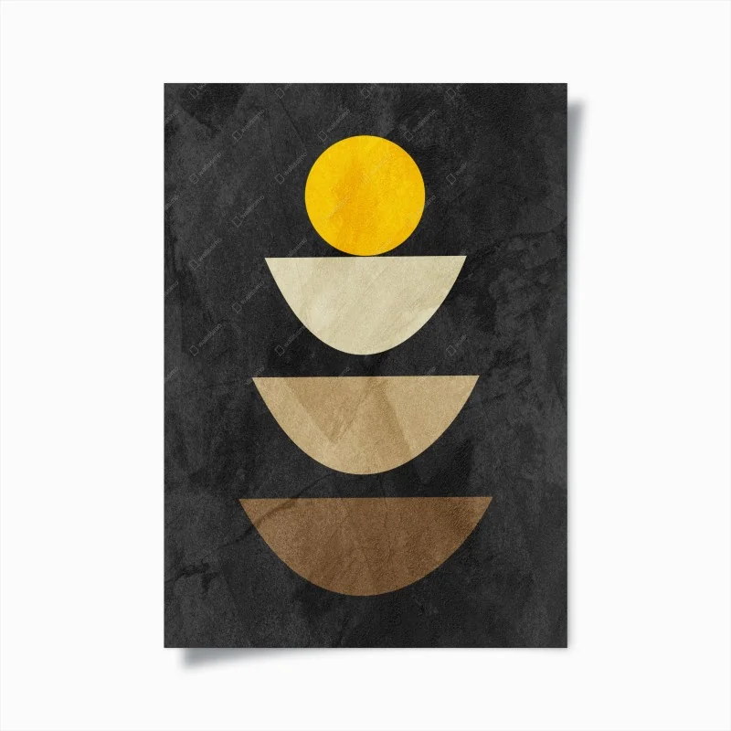 Poster equilibrio geometrico in ocra e terre