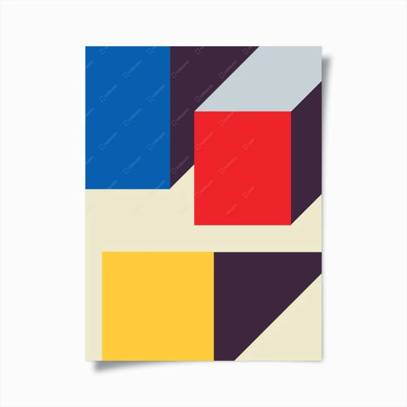 Poster composizione geometrica in prospettiva stile Mondrian e Kandinsky