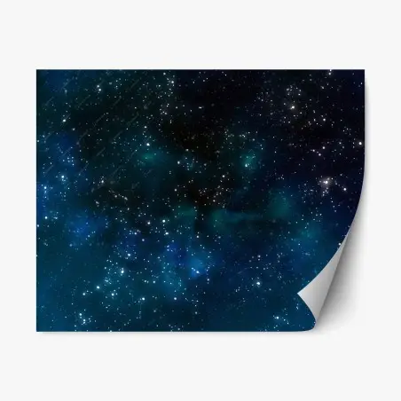 Adesivo riposizionabile cielo stellato con nebulose blu • Wallissimo®