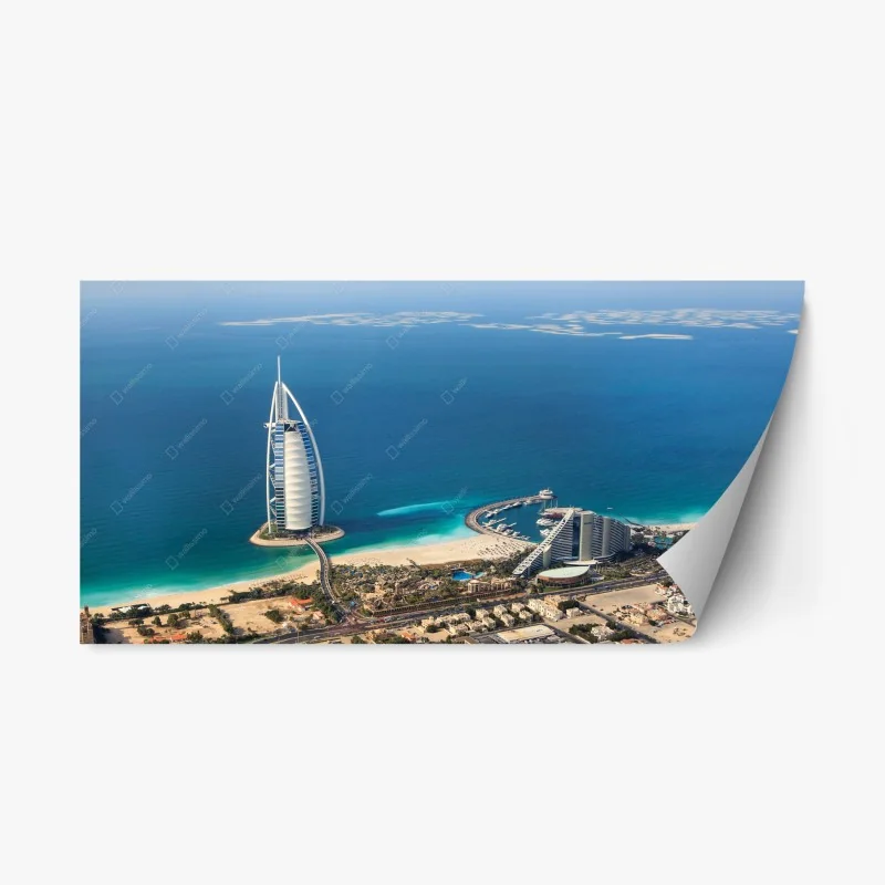Adesivo riposizionabile panorama aereo di Dubai: costa e architettura iconica