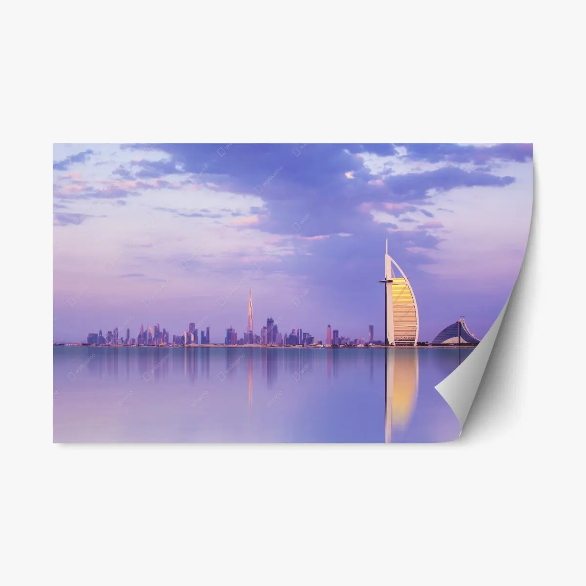 Adesivo riposizionabile orizzonte di Dubai al tramonto • Wallissimo®