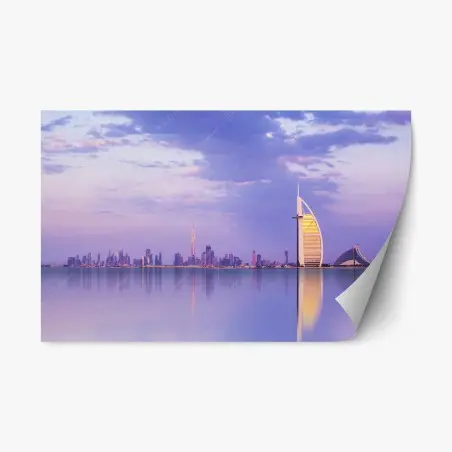Adesivo riposizionabile orizzonte di Dubai al tramonto • Wallissimo®