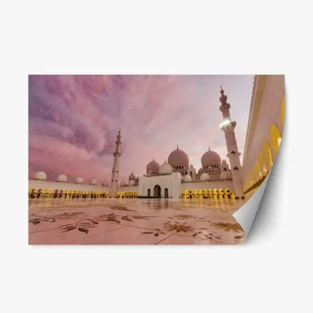 Adesivo riposizionabile moschea di Abu Dhabi al crepuscolo • Wallissimo®