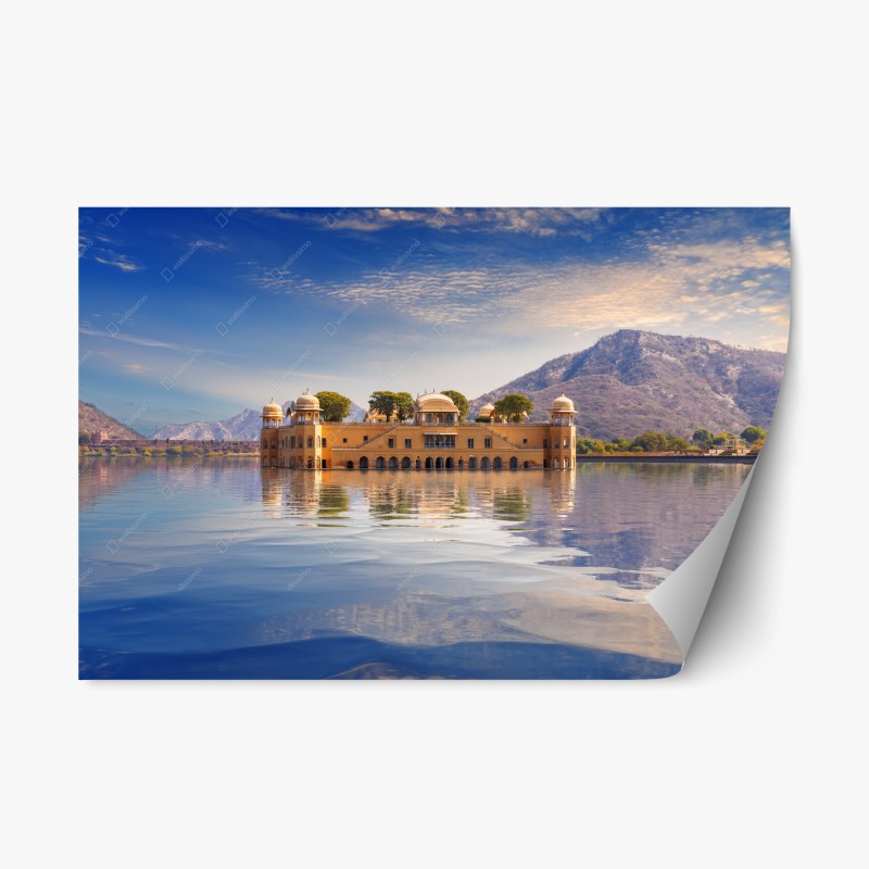 Adesivo riposizionabile vista serena del Jal Mahal sul lago