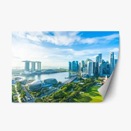 Adesivo riposizionabile orizzonte moderno di Singapore • Wallissimo®