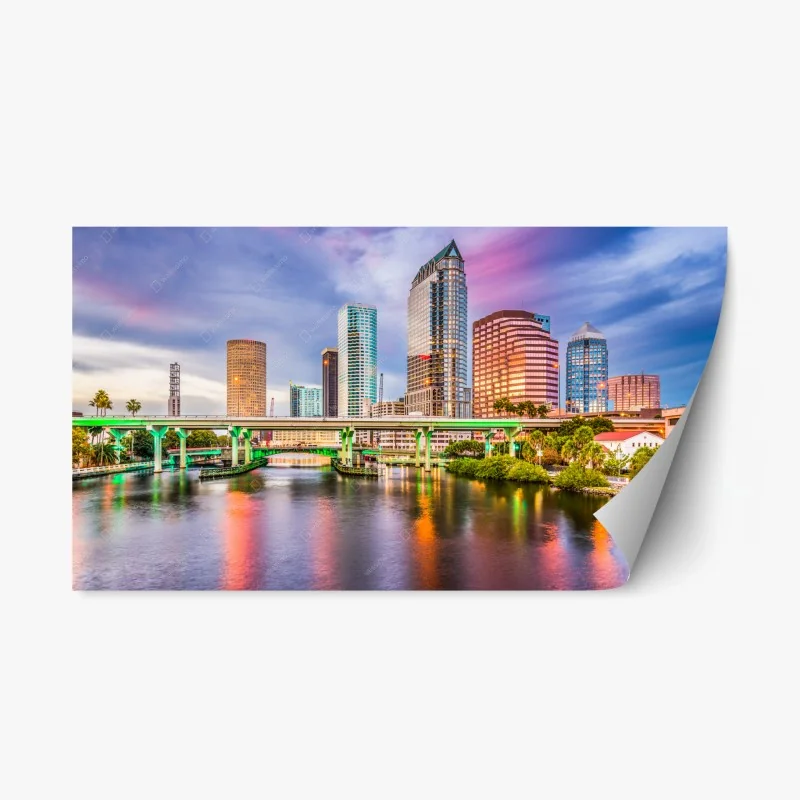 Adesivo riposizionabile tramonto sullo skyline di Tampa