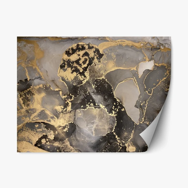 Adesivo riposizionabile venature dorate su marmo nero