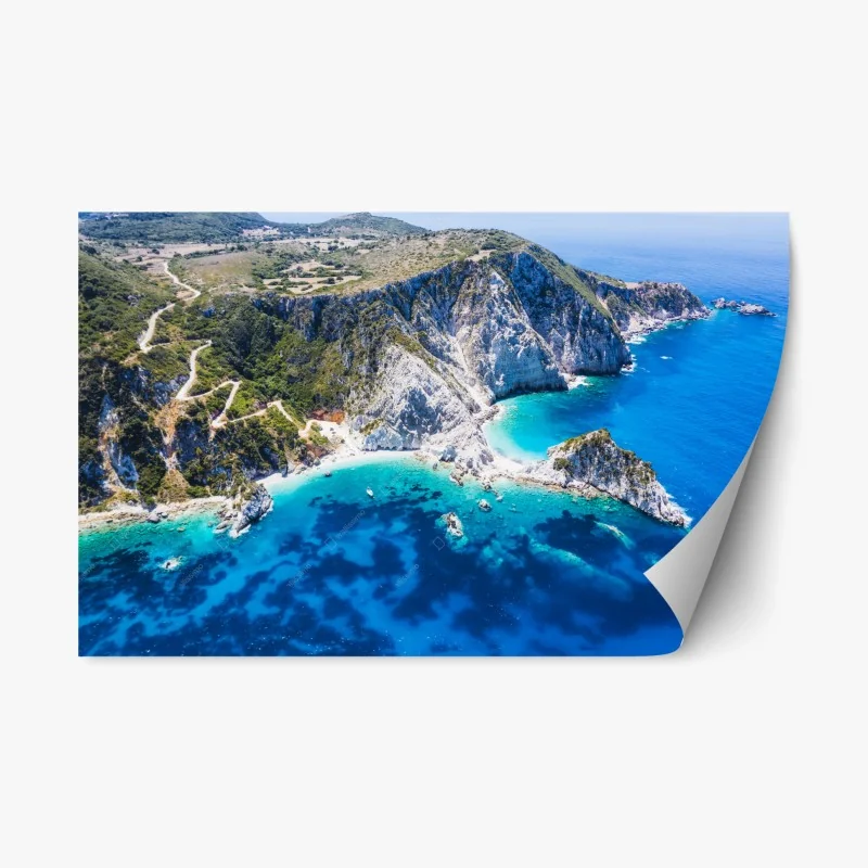 Adesivo riposizionabile baia nascosta dalle acque turchesi • Wallissimo® Adesivo riposizionabile baia nascosta dalle acque turchesi • Wallissimo®