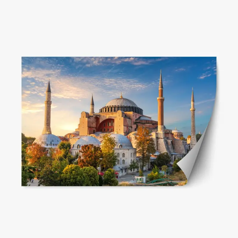 Adesivo riposizionabile tramonto sulla Hagia Sophia di Istanbul