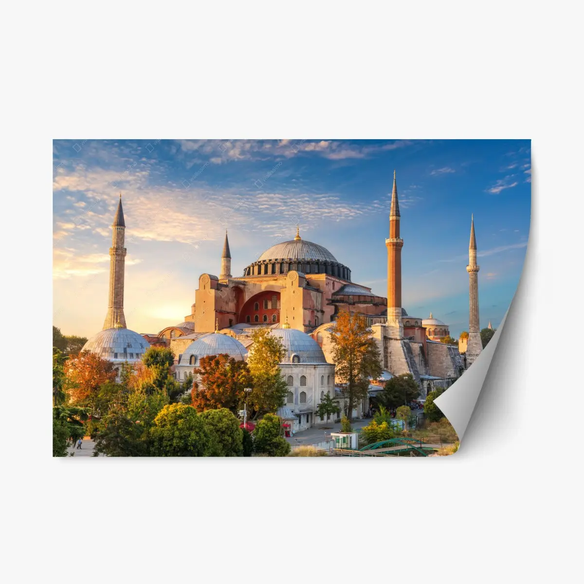 Adesivo riposizionabile tramonto sulla Hagia Sophia di Istanbul • Wallissimo®