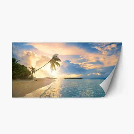 Adesivo riposizionabile tramonto tropicale alle Maldive • Wallissimo®