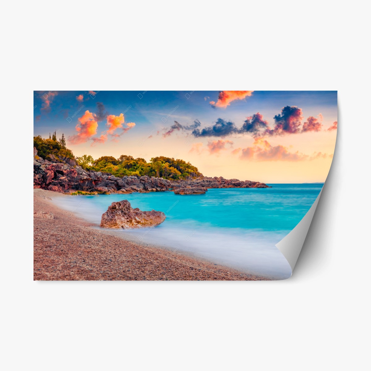 Adesivo riposizionabile alba spettacolare a Himare sulla costa dell'Adriatico • Wallissimo® Adesivo riposizionabile alba spettacolare a Himare sulla costa dell'Adriatico • Wallissimo®