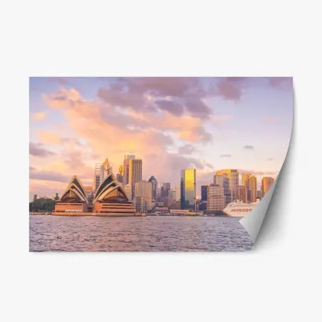Adesivo riposizionabile tramonto a Sydney: Opera House e skyline • Wallissimo®