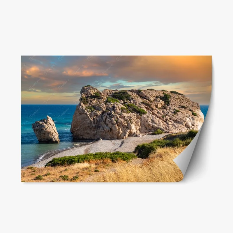 Adesivo riposizionabile tramonto sulla Petra tou Romiou, Cipro