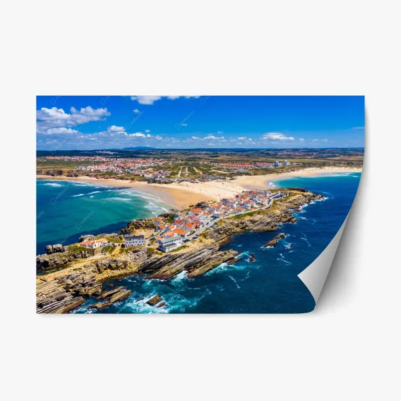 Adesivo riposizionabile Baleal: vista aerea della costa del Portogallo