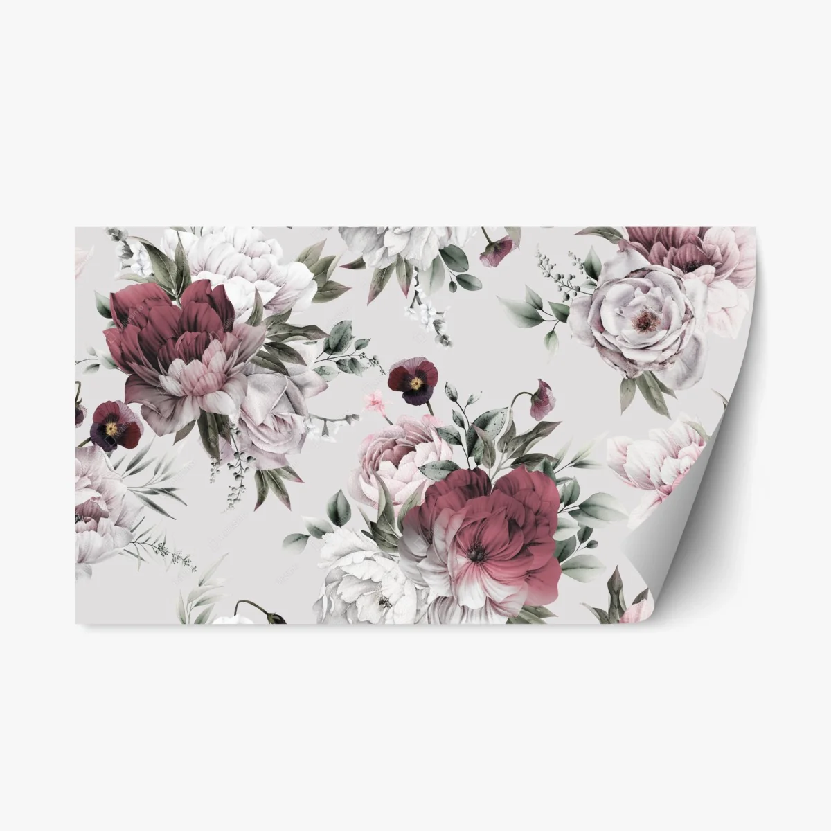 Adesivo riposizionabile elegante motivo di peonie acquerellate • Wallissimo® Adesivo riposizionabile elegante motivo di peonie acquerellate • Wallissimo®