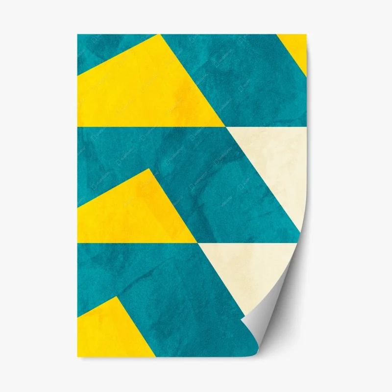 Adesivo riposizionabile motivo geometrico in turchese e giallo