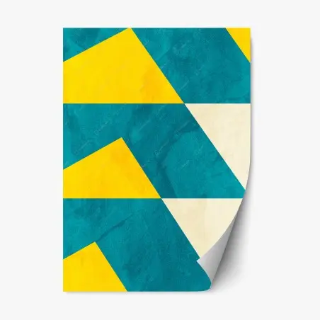 Adesivo riposizionabile motivo geometrico in turchese e giallo • Wallissimo®