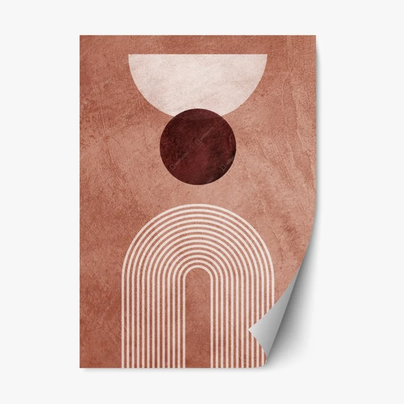 Adesivo riposizionabile equilibrio geometrico terracotta