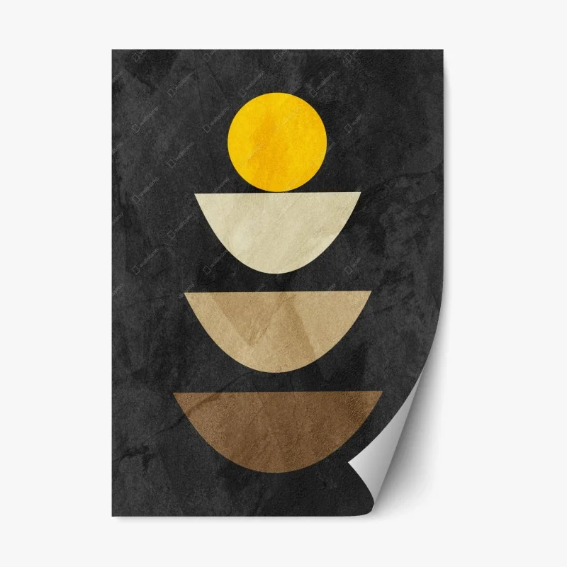 Adesivo riposizionabile equilibrio geometrico in ocra e terre