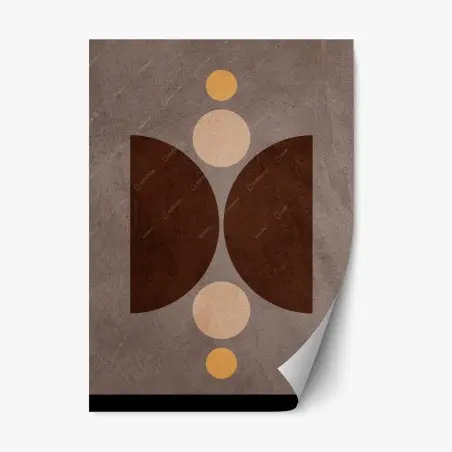 Adesivo riposizionabile composizione geometrica marrone e ocra • Wallissimo®