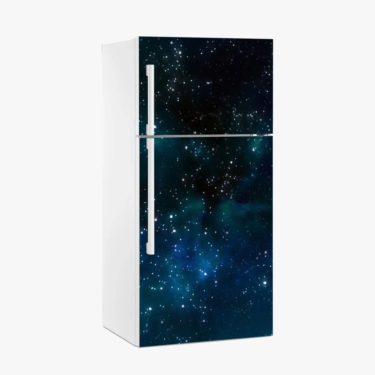 Adesivo per frigorifero cielo stellato con nebulose blu • Wallissimo®