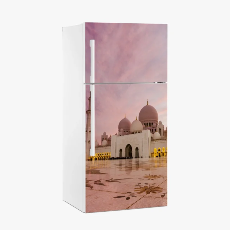 Adesivo per frigorifero moschea di Abu Dhabi al crepuscolo