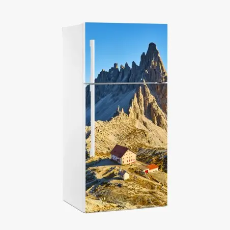 Adesivo per frigorifero rifugio solitario nelle Dolomiti • Wallissimo®