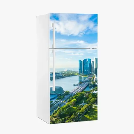 Adesivo per frigorifero orizzonte moderno di Singapore • Wallissimo®