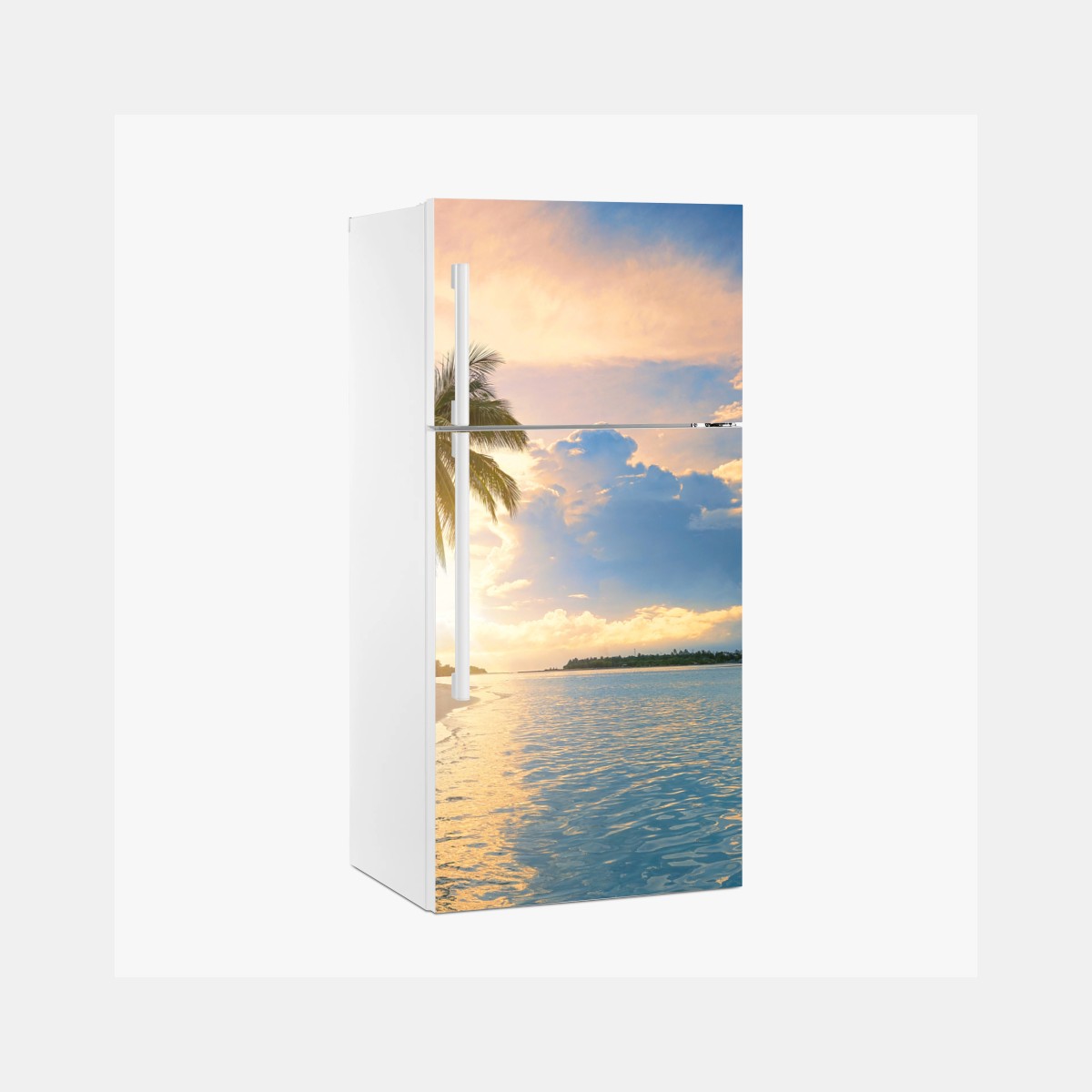 Adesivo per frigorifero tramonto tropicale alle Maldive • Wallissimo® Adesivo per frigorifero tramonto tropicale alle Maldive • Wallissimo®